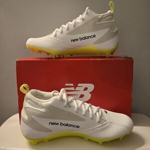 New Balance Lacrosse Rush v4 Mid Cleats White Lime Green 6 Men 7 1/2 Women NWOT
